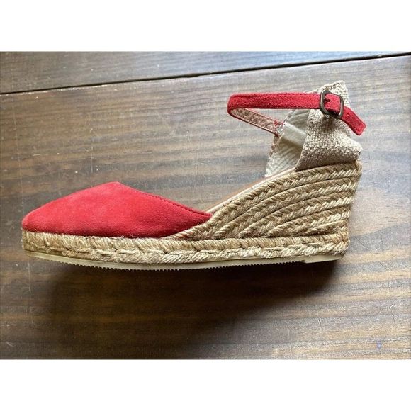 Gaimo Espadrilles Womens Suede Red Wedge Heel Size‎ 39 US 8.5 UK 6 Made in Spain - Picture 2 of 10
